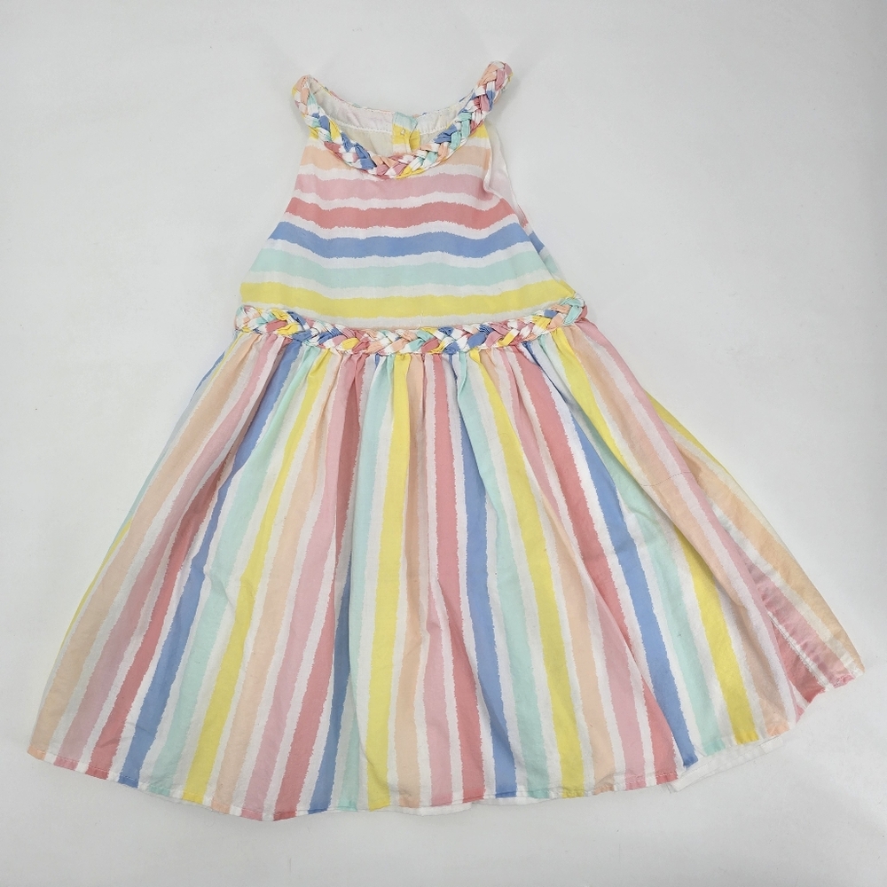 Gillian's Closet Colorful Striped Kids Dress Size 6